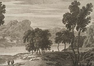 G. PERELLE (1604-1677), Mediterranean river landscape, Etching
