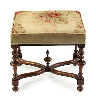 A William and Mary Style Walnut Stool Height 18 inches.