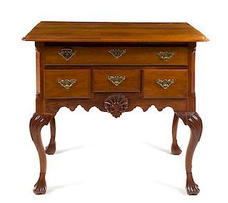 * A Queen Anne Style Walnut Lowboy Height 30 x width 33 7/8 x depth 21 inches.