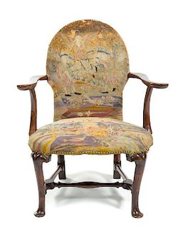 * A George II Mahogany Armchair Height 38 inches.