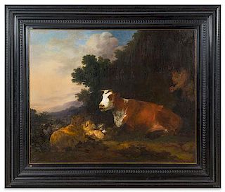 Manner of Philip James de Loutherbourg, (British, 1740-1812), Landscape with Animals