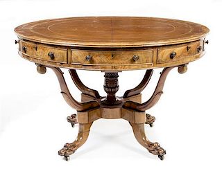 A Regency Mahogany Rent Table Height 30 1/2 x diameter of top 47 1/2 inches.