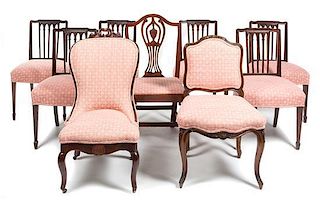 * A Set of Six Sheraton Style Mahogany Dining Chairs Height of tallest 34 inches.