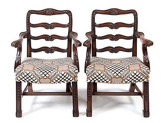 A Pair of Chippendale Style Mahogany Child's Armchairs Height 26 1/2 inches.