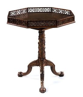 An Irish Chippendale Style Mahogany Tea Table Height 31 x diameter of top 28 inches.