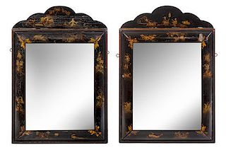 * A Pair of Georgian Style Painted Mirrors Height 42 1/2 x width 30 inches.