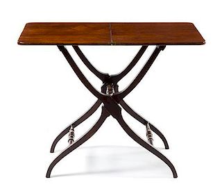 A Georgian Style Mahogany Coaching Table Height 28 x width 35 3/4 x depth 22 3/8 inches.