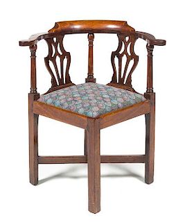 A Georgian Style Corner Chair Height 32 inches.
