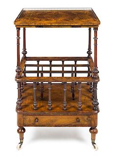 A Victorian Burlwood and Marquetry Music Stand Height 36 x width 22 3/4 x depth 15 1/4 inches.