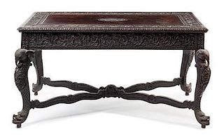 An Anglo-Indian Hardwood Console Table Height 30 x width 56 x depth 29 1/2 inches.