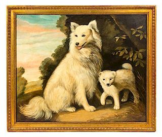 William Skilling, (American/British, b. 1940), White Dog with Pup
