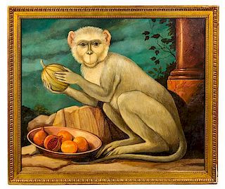 William Skilling, (American/British, b. 1940), Monkey with Melon