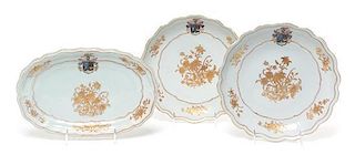 * Three Chinese Export Porcelain Armorial Articles Length of oval tray 10 7/8 inches.