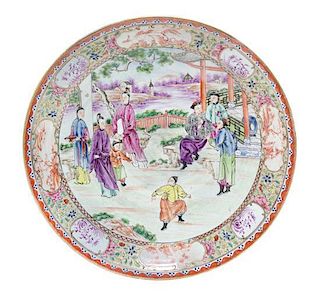 A Chinese Export Famille Rose Porcelain Dish Diameter 11 3/4 inches.