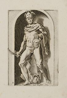 P. THOMASSIN (*1562), Statue of Mercury, Borghese, around 1610, Copper engraving