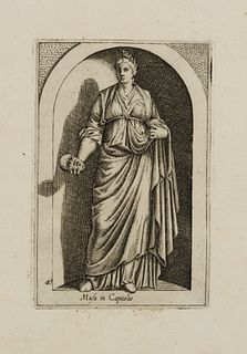 P. THOMASSIN (*1562), Statue of the Muse Thalia, around 1610, Copper engraving