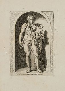 P. THOMASSIN (*1562), Statue of the Comodus, around 1610, Copper engraving