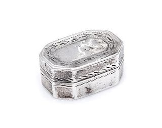 A George III Silver Vinaigrette, Likely Samuel Pemberton, Birmingham, 1799, of rectangular form with canted corners, the lid 