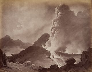 Unknown (19th), View into the crater of Vesuvius, around 1880, Sepia-Photography