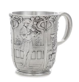 An American Silver King Cole Children's Cup, Albert A. Southwick for Tiffany & Co., New York, NY, Circa 1905, the body worked