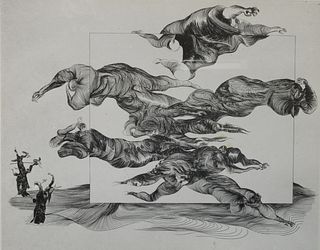 H. PILGRIM (*1931), Flying figures, Black and white photograph