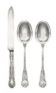 Three American Silver Flatware Servers, Tiffany & Co., New York, NY, St. James pattern, comprising two serving spoons and a c