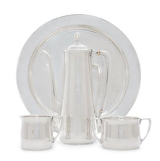 * An American Silver Four-Piece Coffee Service, Tiffany & Co., New York, NY, comprising a coffee pot, a creamer, a sugar and 