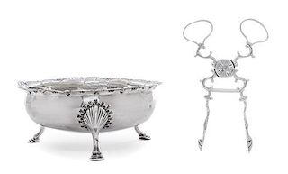 * An American Silver Sugar Bowl, Maker's Mark Likely IH, 19th Century, having an undulating beaded rim and raised on three fe