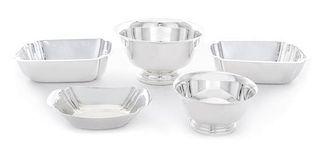 A Group of Three Silver Bowls, The Randahl Shop, Park Ridge, IL, each of rectangular form with canted corners, together with 