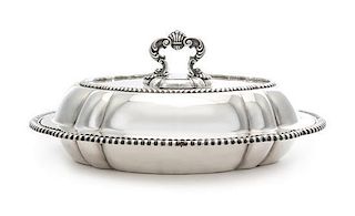 * An American Silver Entree Dish and Cover, Gorham Mfg. Co., Providence, RI, 1944, having an S-scroll and rocaille decorated 