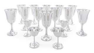 A Set of Twelve American Silver Goblets, R. Wallace & Sons Mfg. Co., Wallingford, CT, together with four silver chalices.