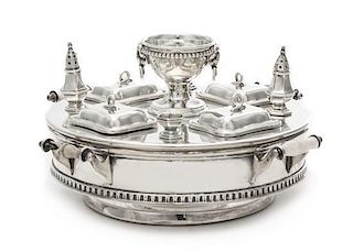 An American Silver Miniature Model of a Lazy Susan, John C. Moore & Son, New York, NY, Mid-19th Century, having a central lid