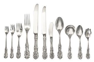 An American Silver Flatware Service, Reed & Barton, Taunton, MA, Francis I pattern, comprising: 15 dinner knives 1 youth dinn