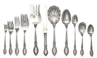 An American Silver Flatware Service, Reed & Barton, Taunton, MA, Guildhall pattern, comprising: 24 luncheon knives 24 luncheo