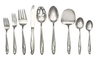 An American Silver Flatware Service, Reed & Barton, Taunton, MA, Silver Sculpture pattern, comprising: 8 dinner knives 7 dinn