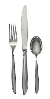 A Silver Flatware Service, International Silver Co., Meriden, CT, Silver Rhythm pattern, comprising: 12 dinner knives 16 dinn