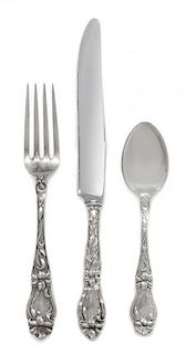 * An American Silver Flatware Service, Frank M. Whiting & Co., North Attleboro, MA, Lily pattern, comprising: 14 dinner knive