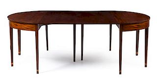 * An American Federal Mahogany Two-Part Dining Table Height 29 x width 137 x depth 47 3/4 inches.