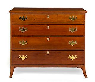 * An American Cherry Chest of Drawers Height 37 1/2 x width 43 1/4 x depth 19 1/2 inches.
