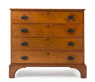 * An American Pine Chest of Drawers Height 37 3/4 x width 41 x depth 18 1/4 inches.