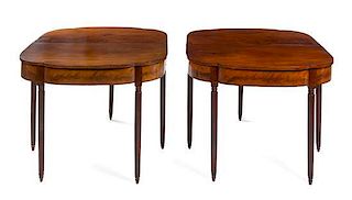 * A Pair of American Mahogany Flip-Top Tables Height 28 x width 35 1/2 x depth 18 inches (closed).