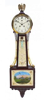 * An American Mahogany Banjo Clock Height 40 1/2 inches.