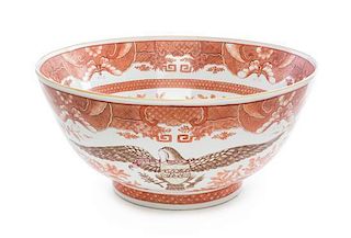 * A Chinese Export Style Porcelain Fitzhugh Punch Bowl Diameter 14 1/8 inches.
