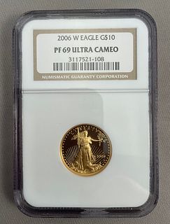 2006 W Eagle $10 Gold Coin NGC PF 69 Ultra Cameo 1/4 oz Fine Gold