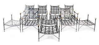 * A Set of Six Painted Metal Patio Chairs Height of chair 36 1/2 inches.