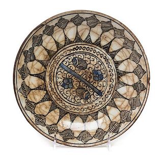 * A Sultanabad Pottery Bowl Diameter 9 5/8 inches.