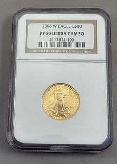 2006 W Eagle $10 Gold Coin NGC PF 69 Ultra Cameo 1/4 oz Fine Gold