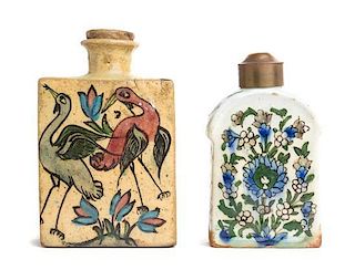 * Two Qajar Flasks Height of tallest 6 1/2 inches.