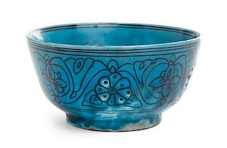 * A Persian Gombroon Pottery Bowl Diameter 6 1/2 inches.