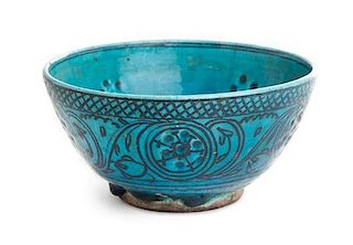 * A Persian Pottery Bowl Diameter 6 1/8 inches.